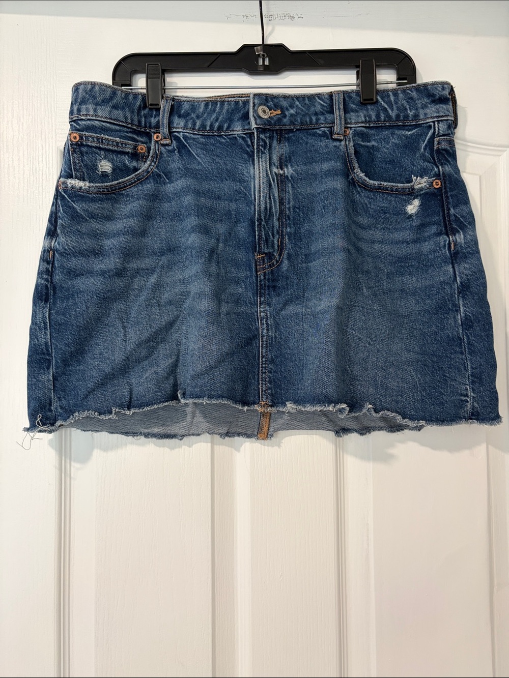 American Eagle Outfitters Distressed Denim Mini Skirt - Blue